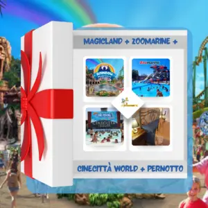 Cofanetto regalo famiglia per cinque  3 parchi divertimento 3 notti  3 parchi